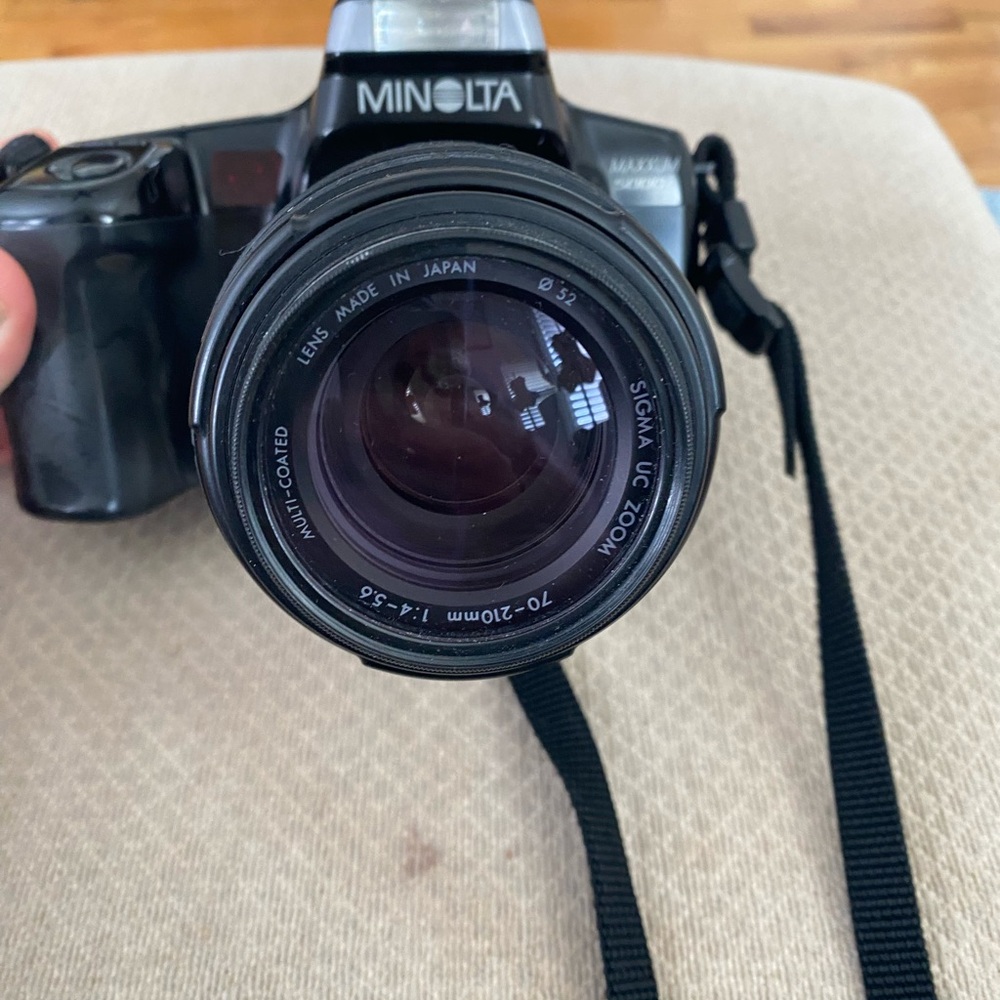 Minolta 35mm camera, Maxxium 5000i with a sigma autofocus lens.